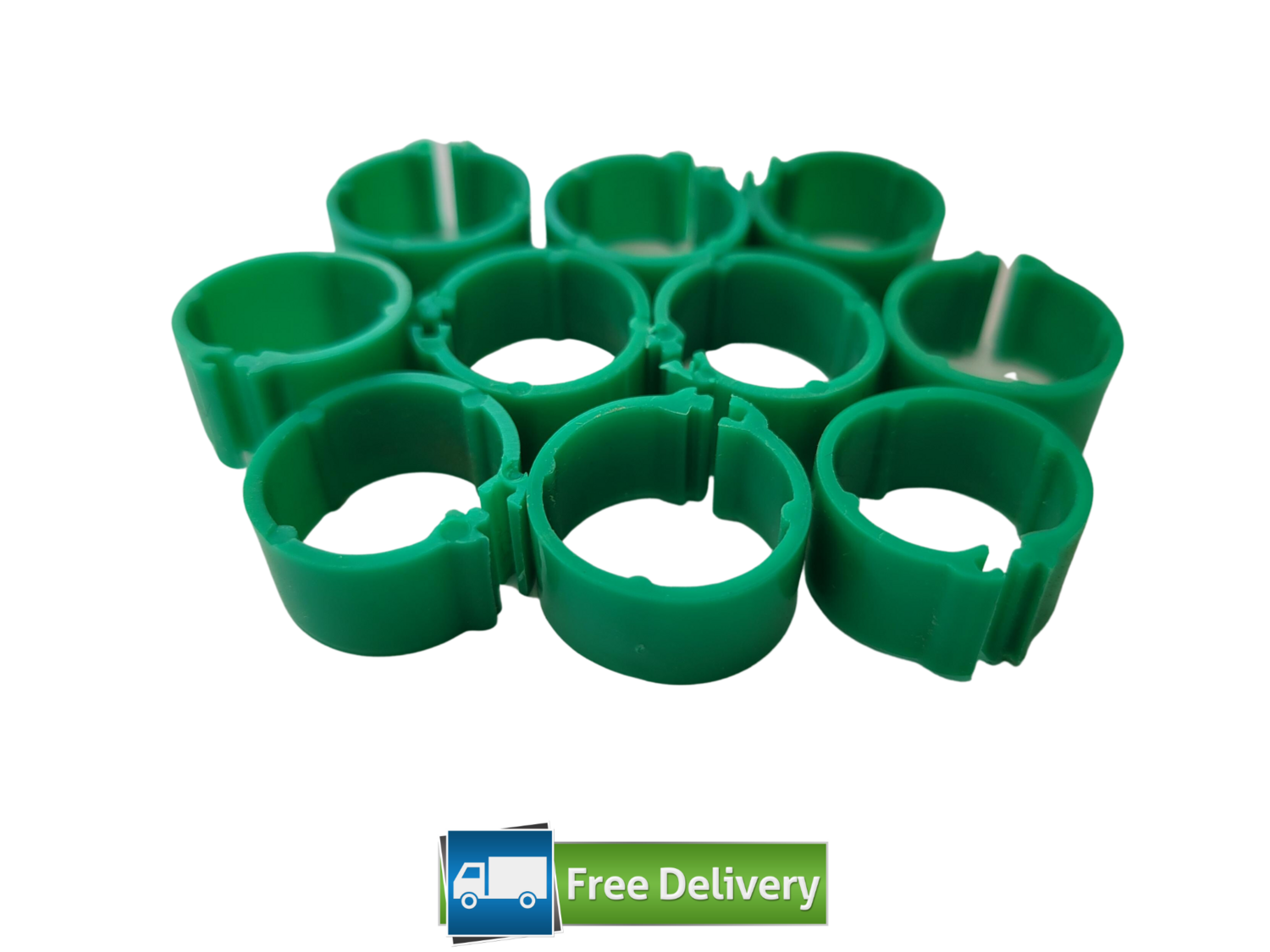 Clip Poultry / Pigeon Leg Rings 8mm (Pack of 10) DARK GREEN