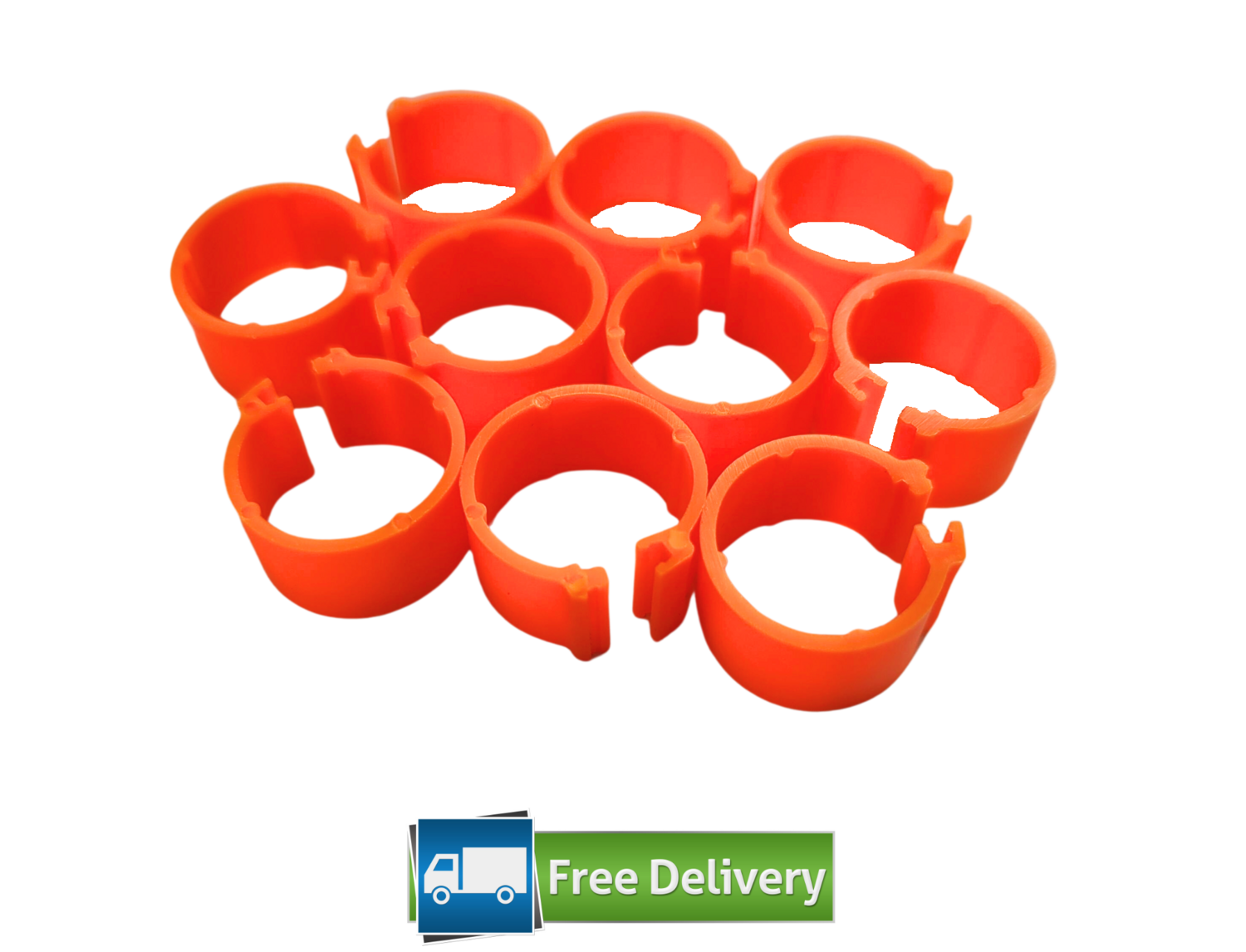 Clip Poultry / Pigeon Leg Rings 8mm (Pack of 100) ORANGE