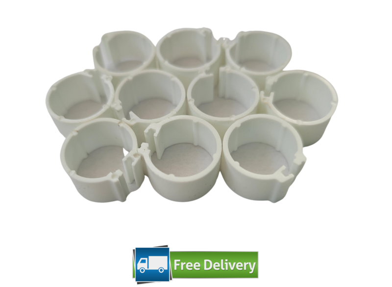 Clip Poultry / Pigeon Leg Rings 8mm (Pack of 10) WHITE