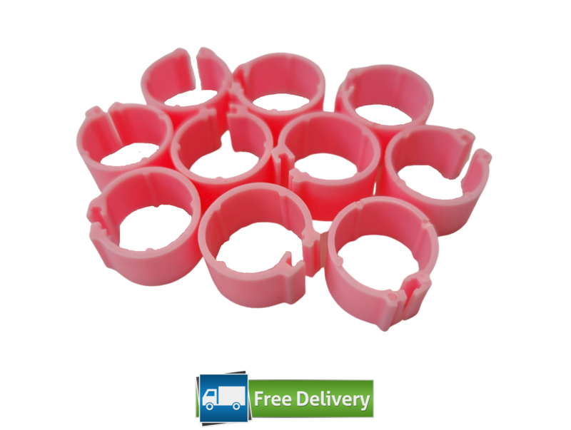 Clip Poultry Leg Rings 16mm (Pack of 10) LIGHT PINK