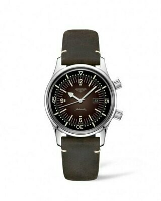 THE LONGINES LEGEND DIVER WATCH 36MM BROWN DIAL LEATHER STRAP