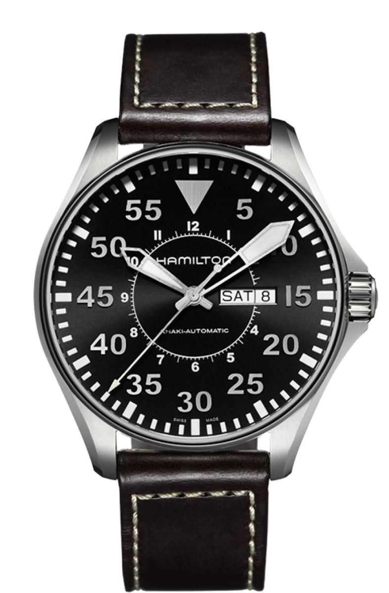 Khaki Aviation Black Dial 46MM Day Date Automatic H64715535