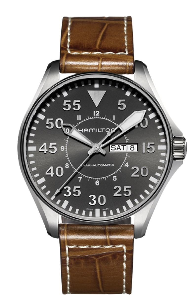Khaki Grey Dial 46MM Aviation Day Date Automatic H64715885