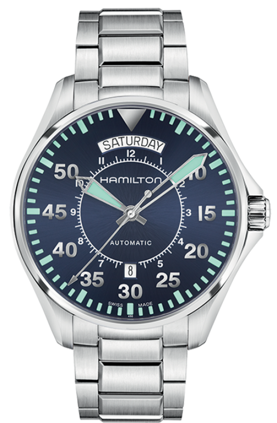 Khaki Aviation Blue Dial 42MM Day Date Automatic H64615145