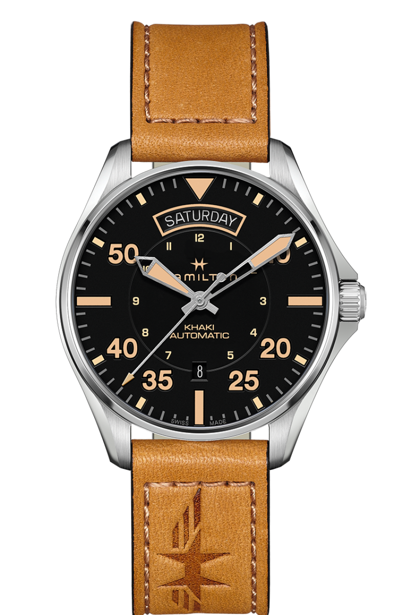 Khaki Aviation Black Dial 42MM  Day Date Automatic H64645531