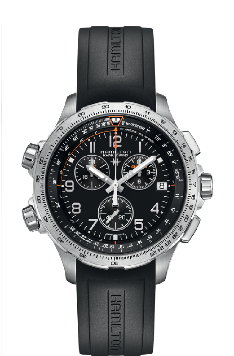 Khaki Aviation Black Dial 46MM X-Wind GMT Chronograph Quartz H77912335