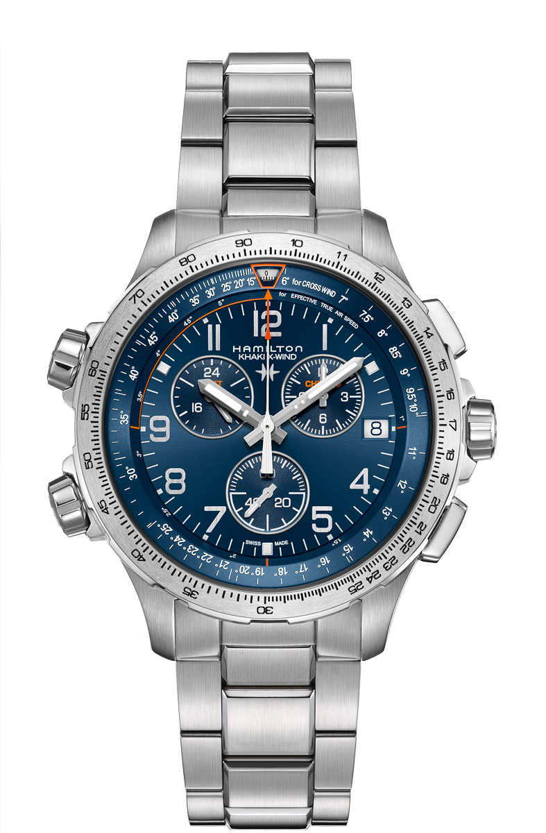 Khaki Aviation Blue Dial 46MM X-Wind GMT Chronograph Quartz H77922141