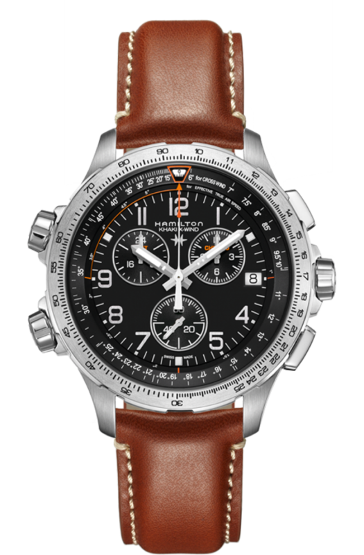 Khaki Aviation Black Dial 46MM X-Wind GMT Chronograph Quartz H77912535