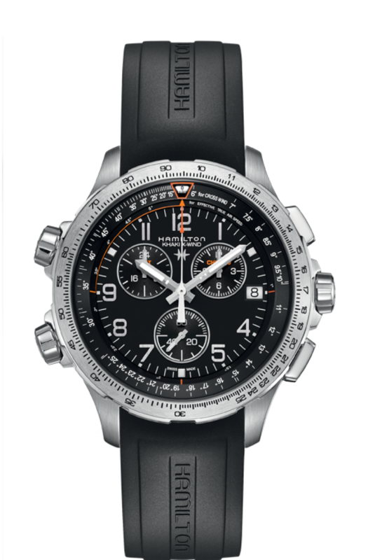 Khaki Aviation Black Dial 46MM X-Wind GMT Chronograph Quartz H77912335