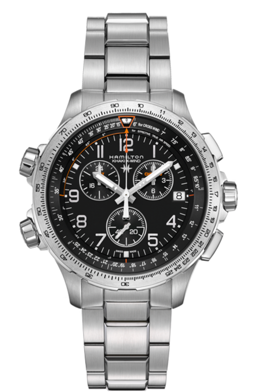 Khaki Aviation Black Dial 46MM X-Wind GMT Chronograph Quartz H77912135