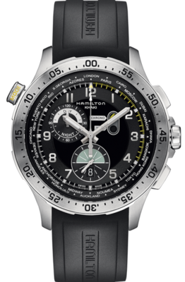 Khaki Aviation Black Dial 45MM World Timer Chronograph Quartz H76714335