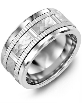 MLQ SS - Men&#39;s Hammer Design Eternity Edges Wedding Ring
