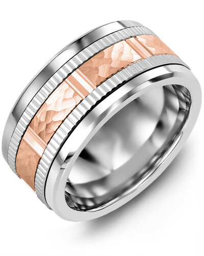 MLQ GLD - Men&#39;s Hammer Design Eternity Edges Wedding Ring
