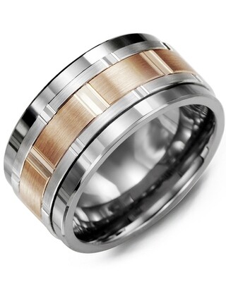 MJC MOD - Men&#39;s Wide Vertical Diamond Cut Wedding Band