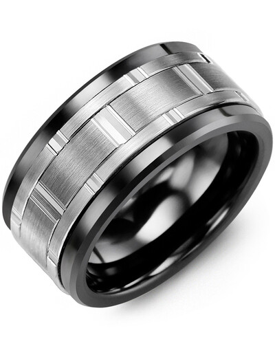 MJC SS - Men&#39;s Wide Vertical Diamond Cut Wedding Band