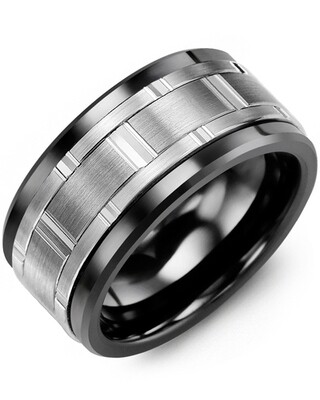 MJC SS - Men&#39;s Wide Vertical Diamond Cut Wedding Band