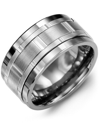 MJC GLD - Men&#39;s Wide Vertical Diamond Cut Wedding Band