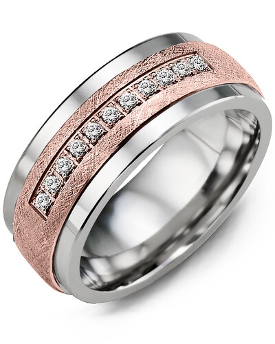 MKF - GLD Men&#39;s Brushed Diamond Wedding Band