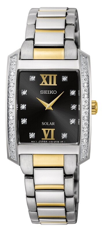 Diamonds Black Dial 24MM Solar SUP405