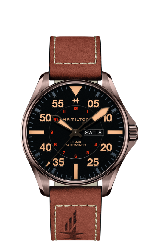 Khaki Pilot Black Dial 46MM Day Date Automatic H64705531