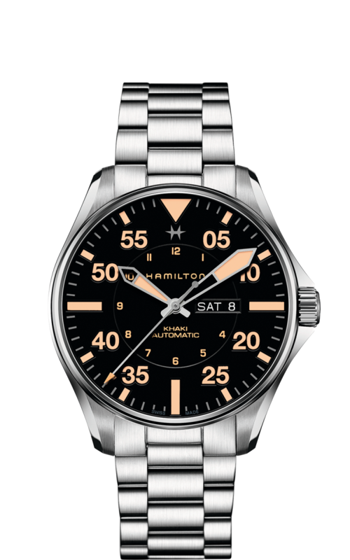 Khaki Pilot Black Dial 46MM Day Date Automatic H64725131