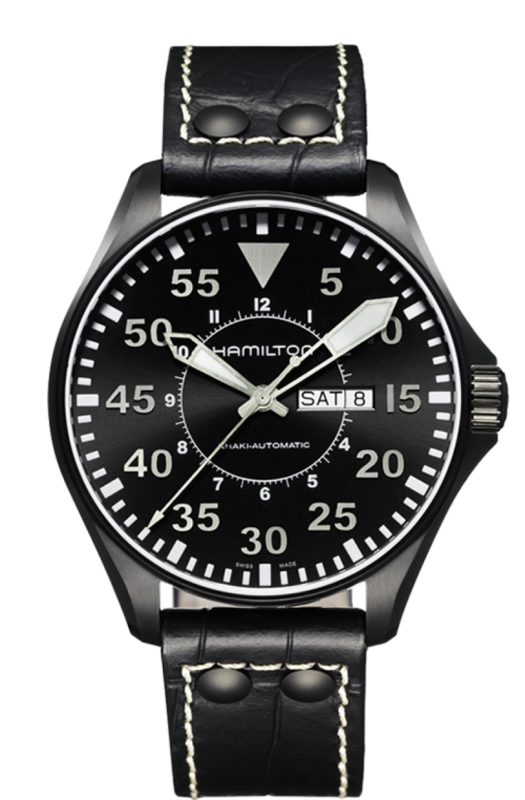Khaki Aviation Black Dial 46MM Day Date Automatic H64785835