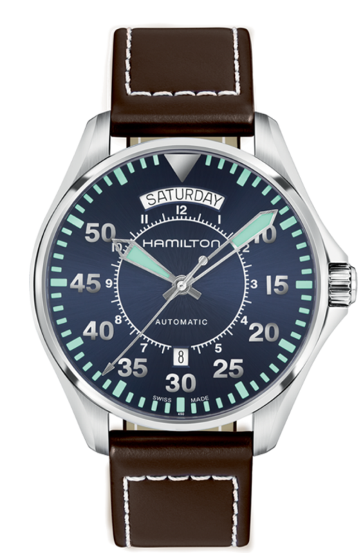 Khaki Aviation Blue Dial 42MM Day Date Automatic H64615545
