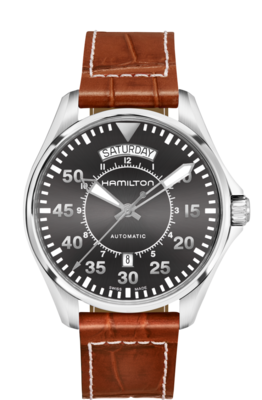 Khaki Grey Dial 42MM Aviation Day Date Automatic H64615585
