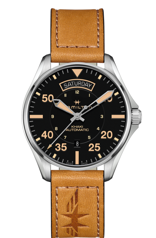 Khaki Aviation Black Dial 42MM  Day Date Automatic H64645531