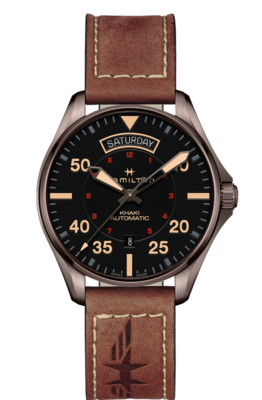 Khaki Aviation Black Dial 42MM  Day Date Automatic H64605531