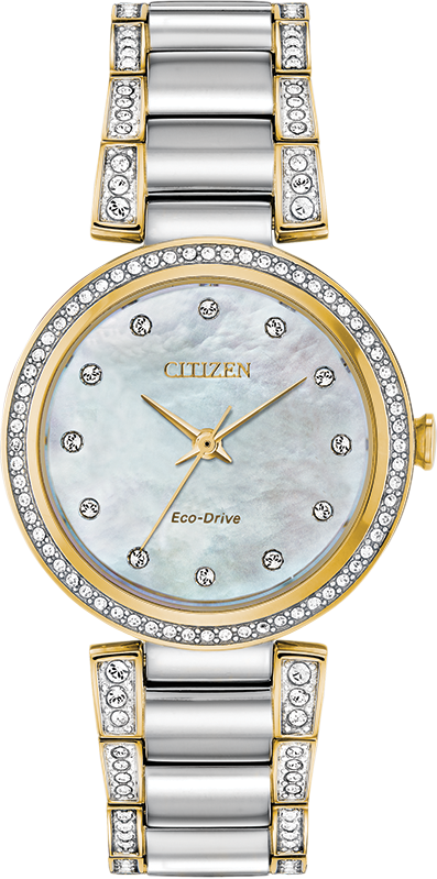 Silhouette Crystal Mother of Pearl Dial 28MM Eco-Drive EM0844-58D