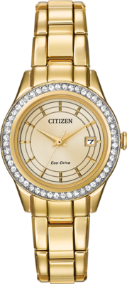 Silhouette Crystal Champagne Dial 28MM Eco-Drive FE1122-53P