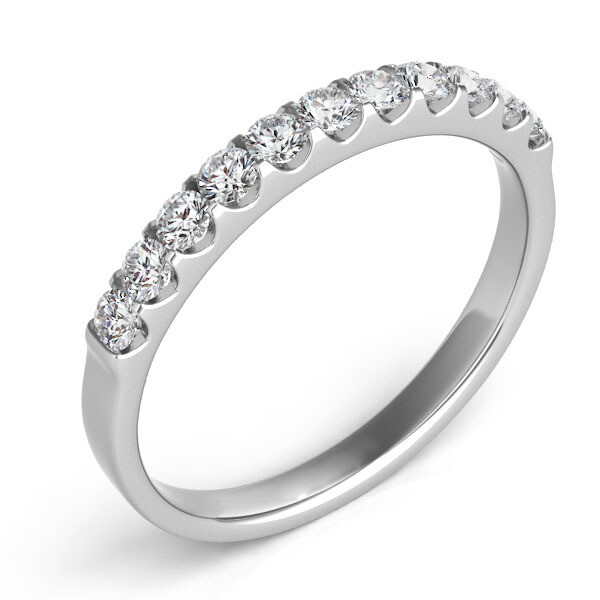 Clawset U Setting Diamond Band, Material: 14 KT White Gold