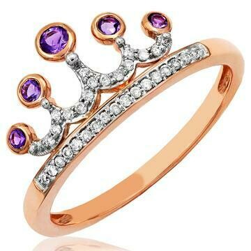 Amethyst Crown Diamond Ring in 14KT Rose Gold Amethyst Crown Diamond Ring in 14KT Rose Gold