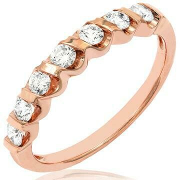 Diamond 0.38CT Band Fancy Bar Set 14KT Rose Gold Ring Diamond 0.38CT Band Fancy Bar Set 14KT Rose Gold Ring