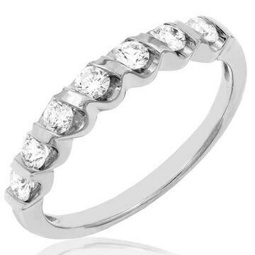 Diamond 0.38CT Band Fancy Bar Set 14KT White Gold Ring Diamond 0.38CT Band Fancy Bar Set 14KT White Gold Ring
