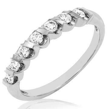 Diamond 0.29CT Band Fancy Bar Set 14KT White Gold Ring Diamond 0.29CT Band Fancy Bar Set 14KT White Gold Ring
