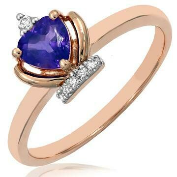 Amethyst Heart Shape Crown Diamond Ring in 14KT Rose Gold Amethyst Heart Shape Crown Diamond Ring in 14KT Rose Gold