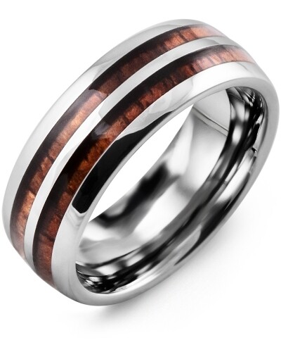 MEA - Men&#39;s Double Koa Wood Tungsten Wedding Band