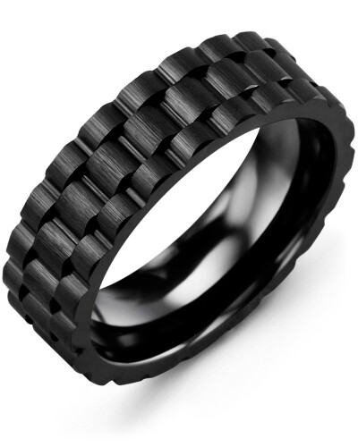 MHZ - Men&#39;s Ceramic Eternity Brush Accents Wedding Band