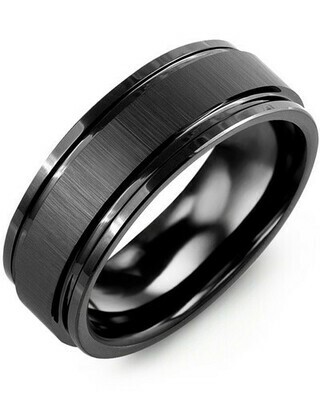 RGW - Men&#39;s Satin Center Polished Edges Ceramic Wedding Ring