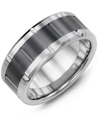 MHA - Men&#39;s Grooved Tungsten &amp; Ceramic Wedding Ring