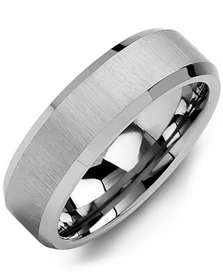 MGB - Men's Brush & Beveled Tungsten Wedding Ring
