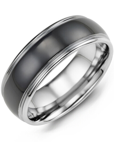 MGS - Men&#39;s Black Polished Dome Tungsten Wedding Ring