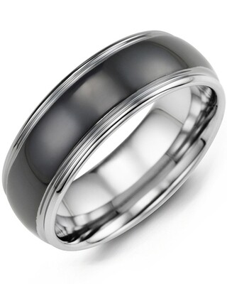 MGS - Men&#39;s Black Polished Dome Tungsten Wedding Ring