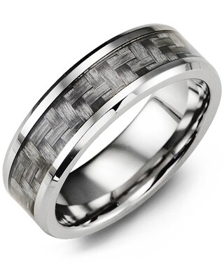 MHK - Men&#39;s Beveled Carbon Fiber Cobalt Wedding Ring