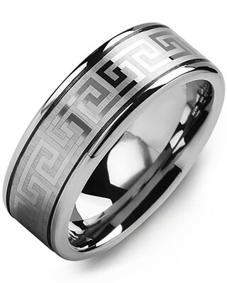 MGQ - Men&#39;s Eternity Greek Key Tungsten Wedding Ring