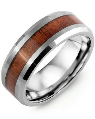 RHC - Men&#39;s Beveled Koa Wood Tungsten Wedding Ring