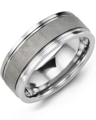 MGW - Men&#39;s Satin Center Polished Edges Tungsten Wedding Ring