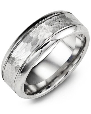 MHP - Men&#39;s Hammer Polished Edges Cobalt Wedding Band